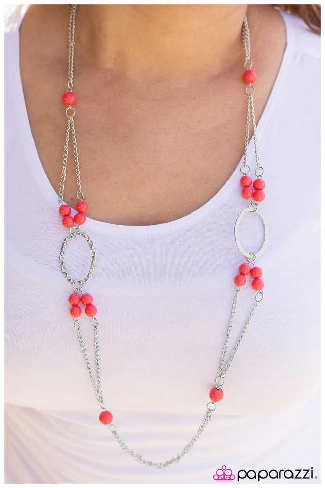 Paparazzi Necklace ~ One Step At A Time - Red
