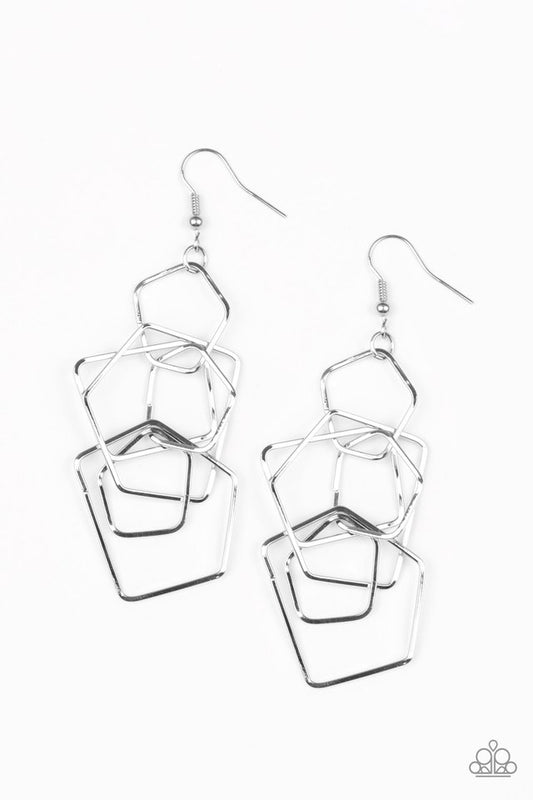 Five-Sided Fabulous - Silver - Paparazzi Earring Image