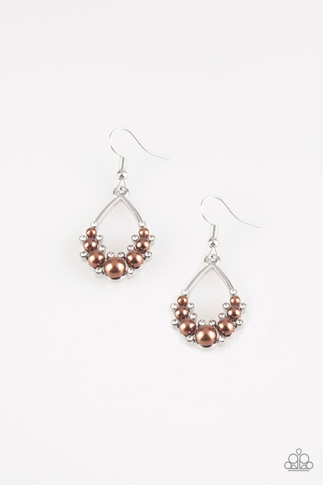 Fancy First - Brown - Paparazzi Earring Image