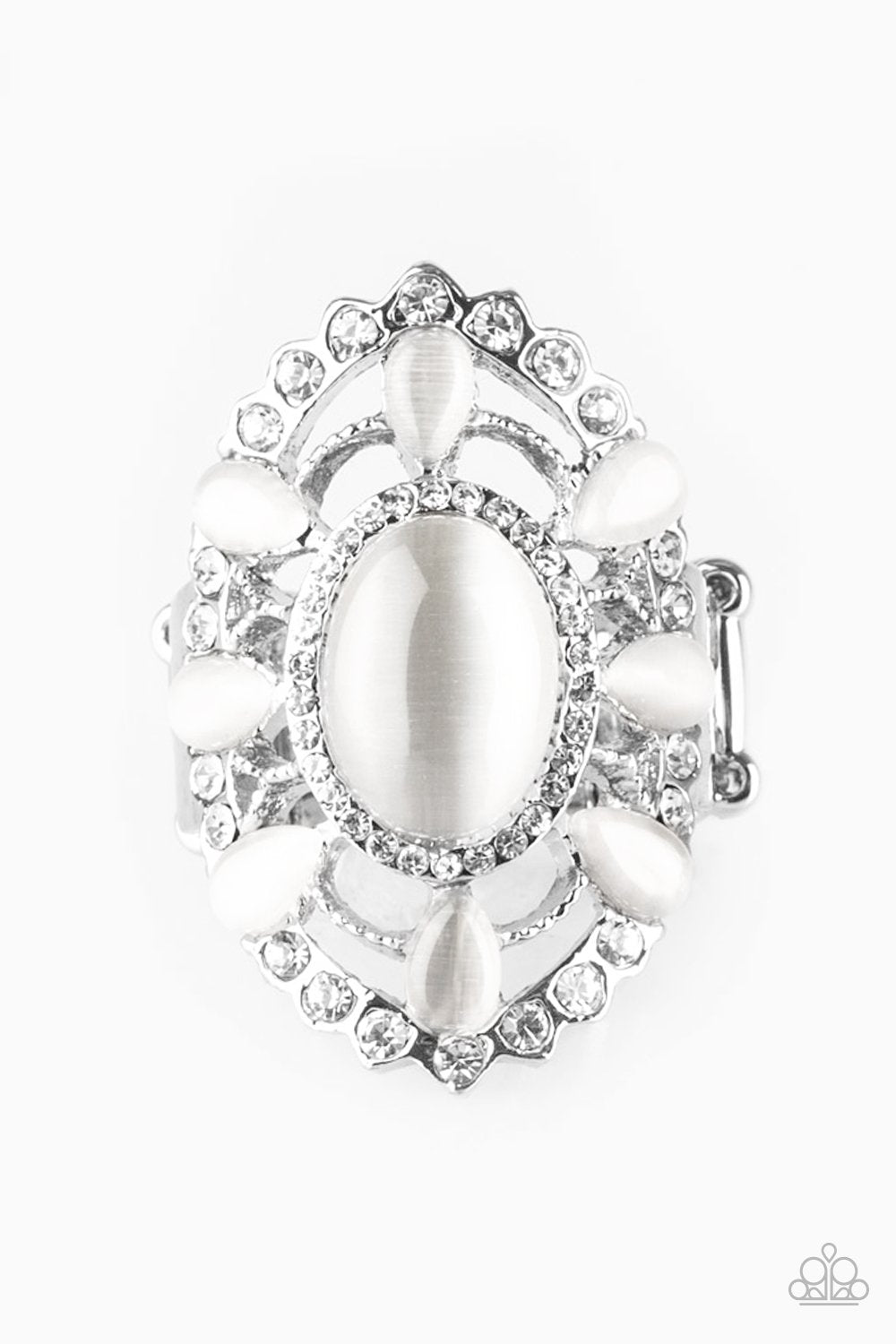 Paparazzi Ring ~ Over The MOONFLOWER - White