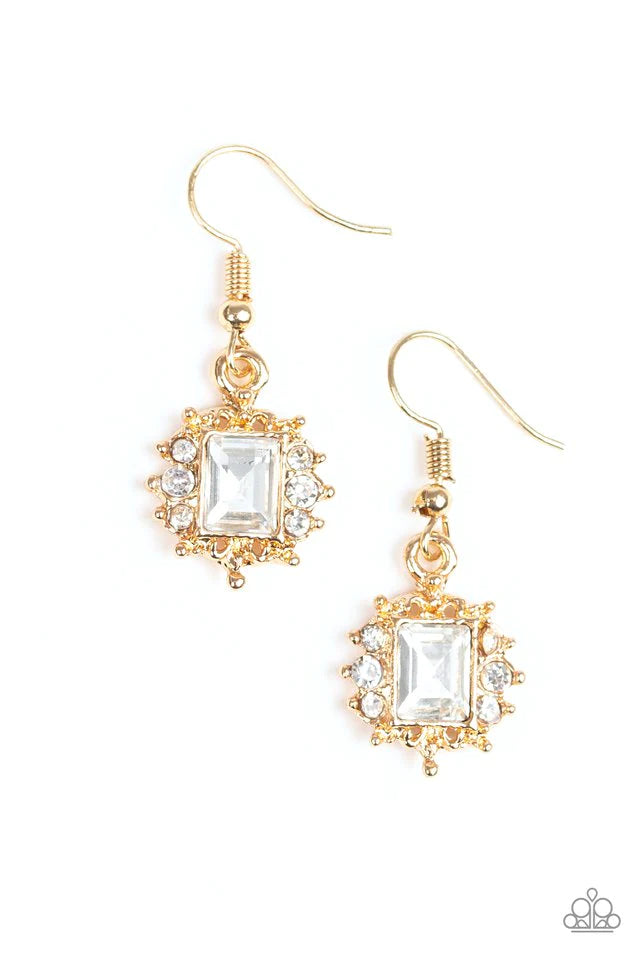 Paparazzi Earring ~ Cant Stop The REIGN - Gold