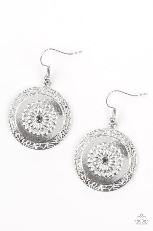 Paparazzi Earring ~ Peppy Poppy - Silver