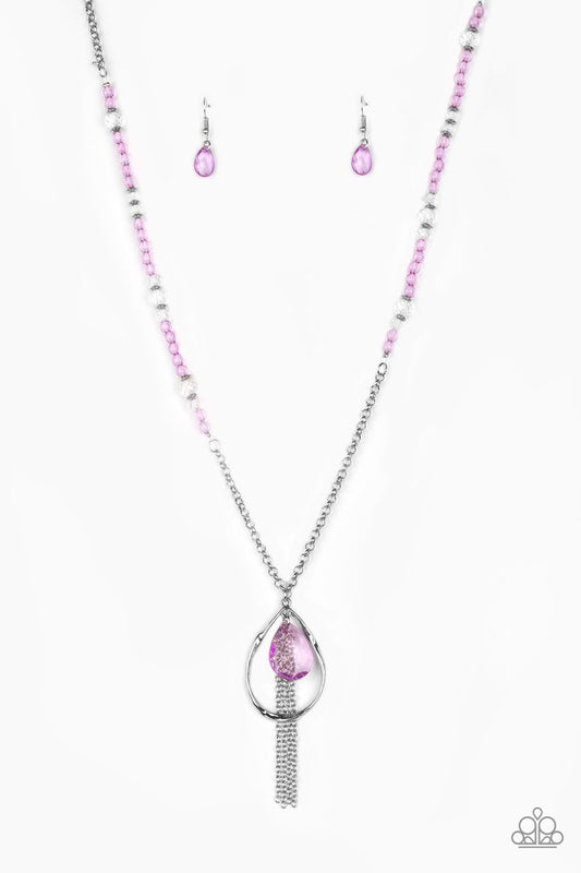 Paparazzi Necklace ~ Teardroppin Tassels - Purple