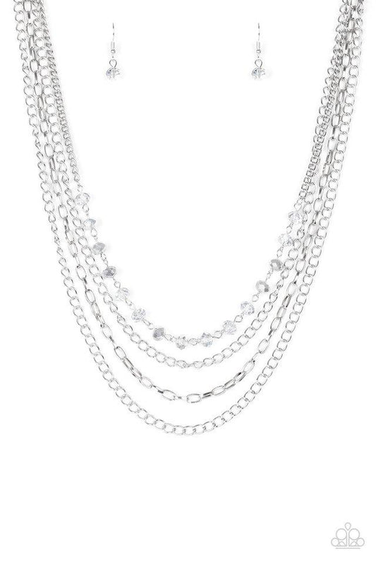 Collar Paparazzi ~ Elegancia extravagante - Plata