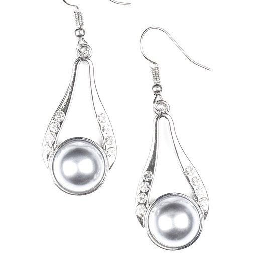 Paparazzi Earring ~ HEADLINER Over Heels - Silver