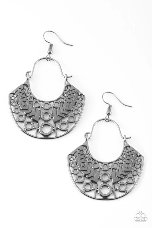 Paparazzi Earring ~ Indigenous Idol - Black