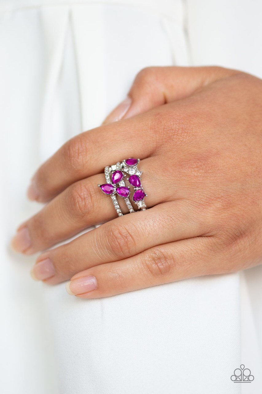 Paparazzi Ring ~ Blink Back TIERS - Pink