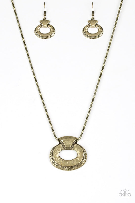 Paparazzi Necklace ~ Retro Rebel - Brass