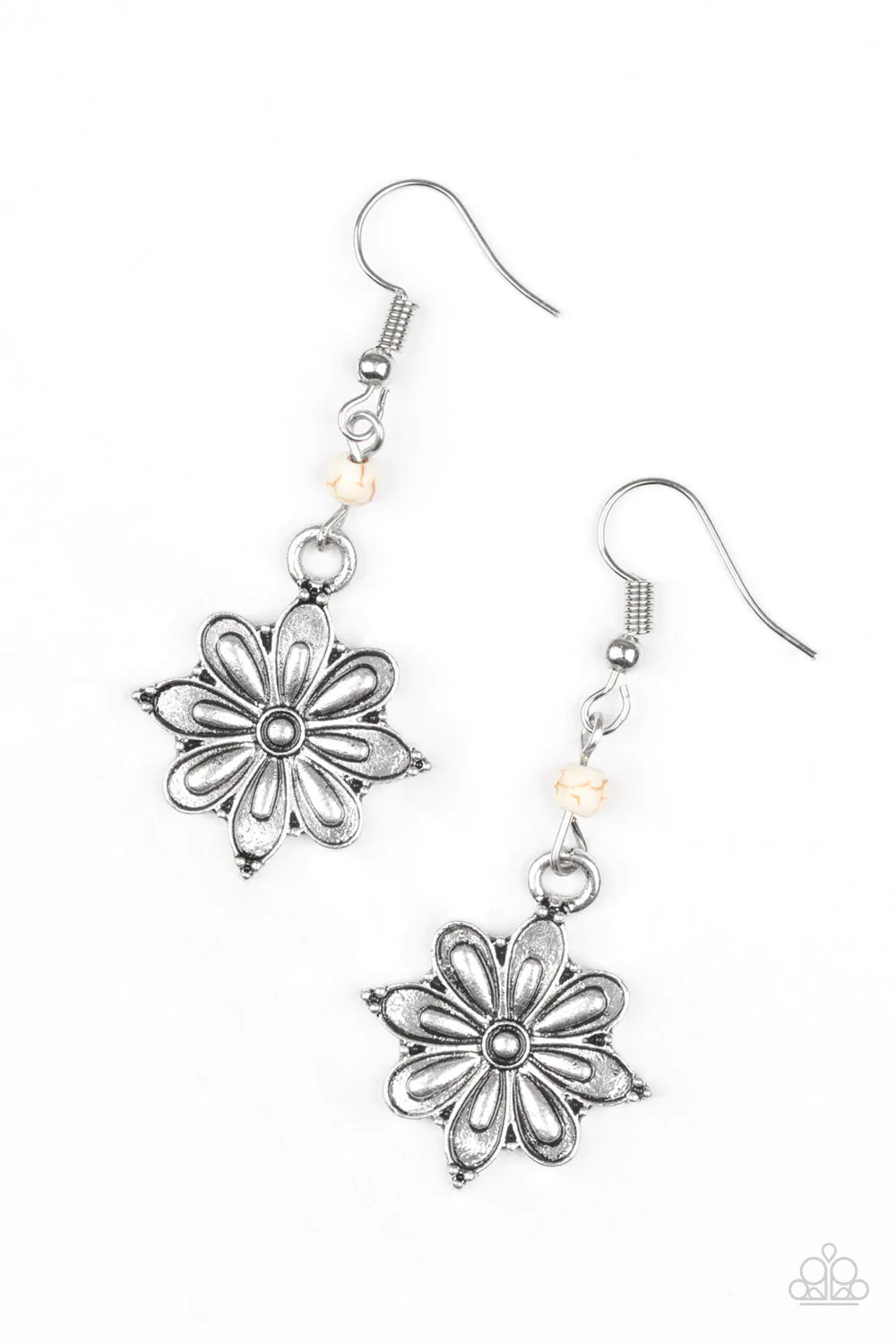 Paparazzi Earring ~ Cactus Blossom - White