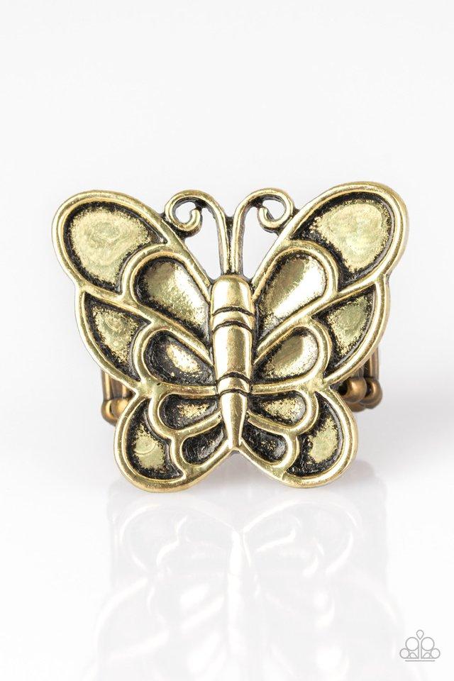 Paparazzi Ring ~ Sky High Butterfly - Brass