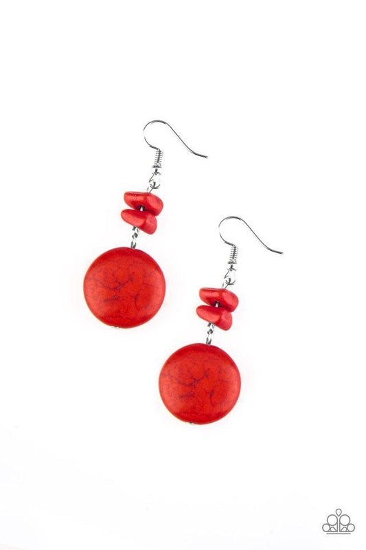 Paparazzi Earring ~ Fabulously Flintstone - Red