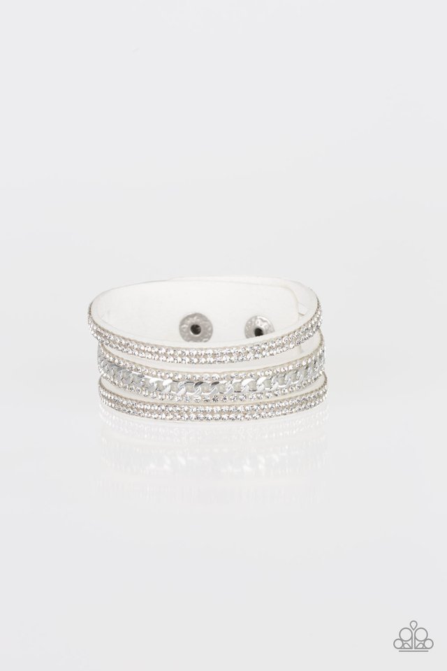Rollin In Rhinestones - White - Paparazzi Bracelet Image