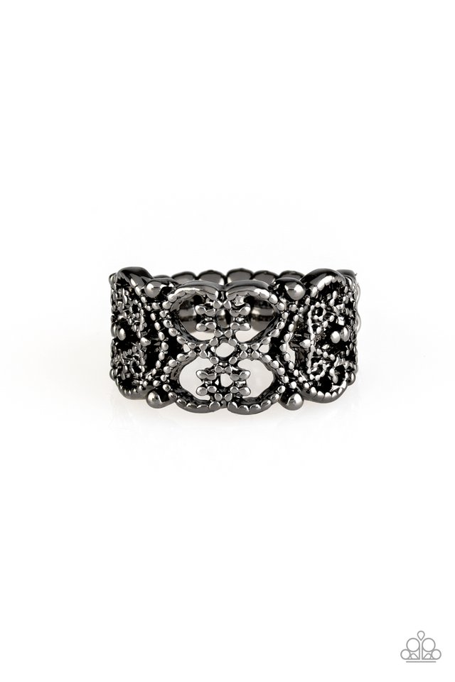Tell Me How You Really FRILL - Black - Paparazzi Ring Image