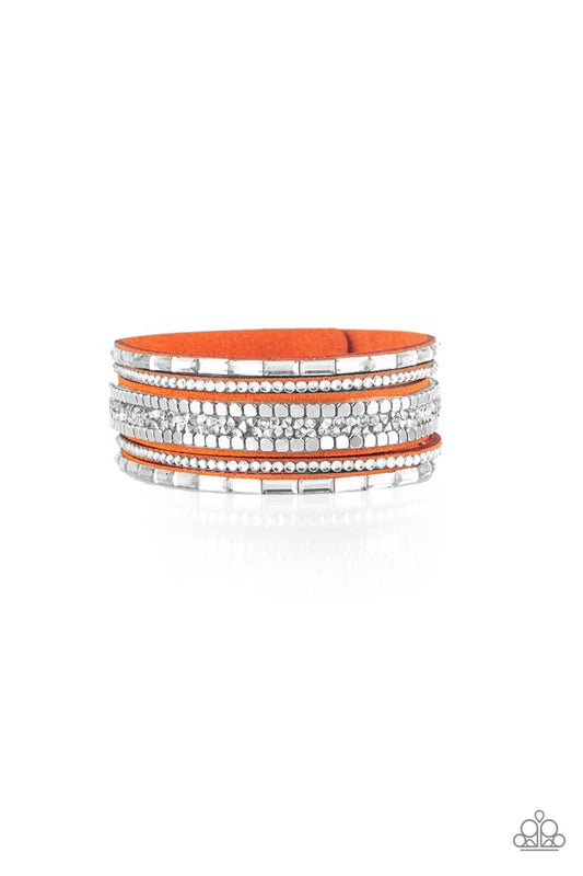 Rebel In Rhinestones - Orange - Paparazzi Bracelet Image