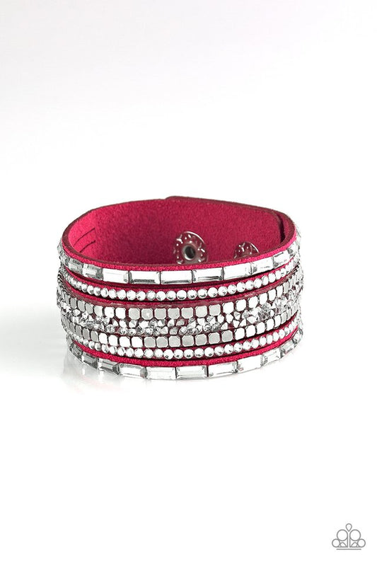 Rebel In Rhinestones - Pink - Paparazzi Bracelet Image