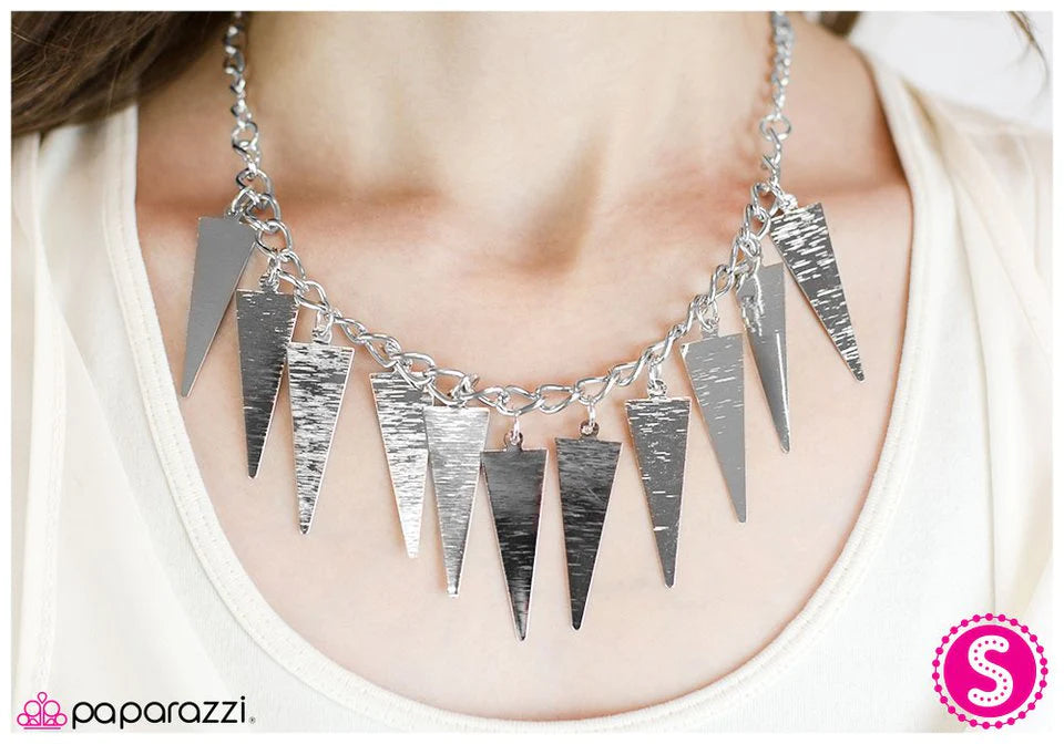 Paparazzi Necklace ~ Spike it Rich - Silver