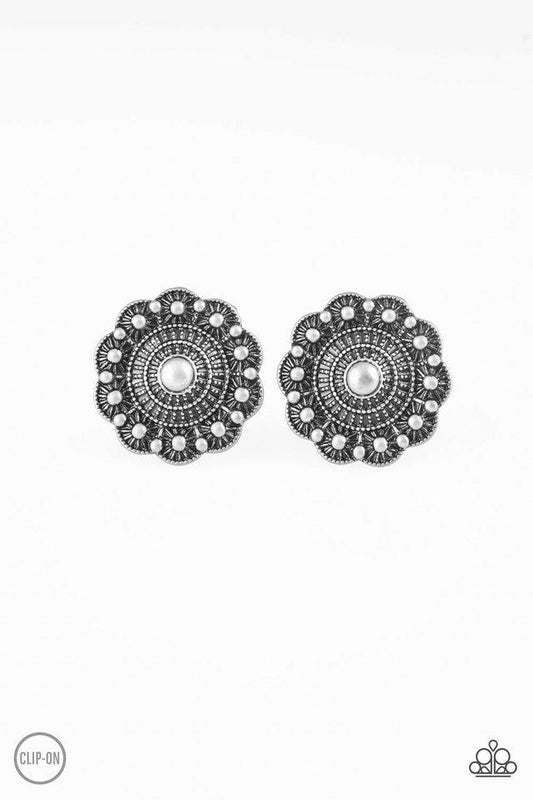 Paparazzi Earring ~ Foxy Flower Gardens - Silver