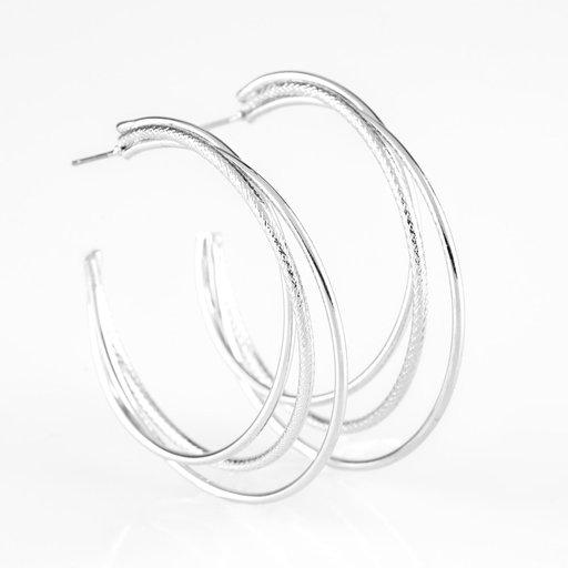 Paparazzi Earring ~ Jumpin Through Hoops - Silver