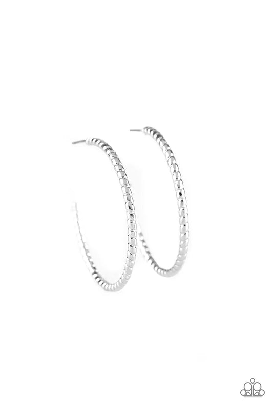 Paparazzi Earring ~ HOOP, Line, and Sinker - Silver