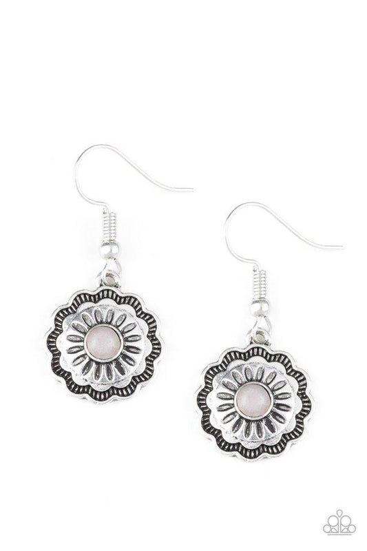 Paparazzi Earring ~ Badlands Buttercup - Silver