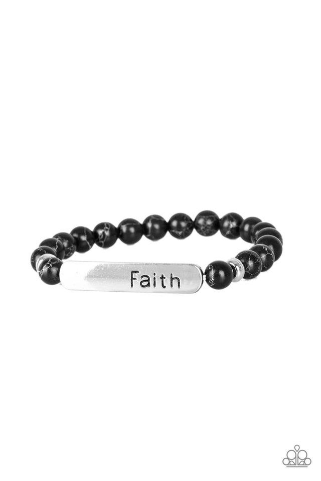 Paparazzi Bracelet ~ Fearless Faith - Black