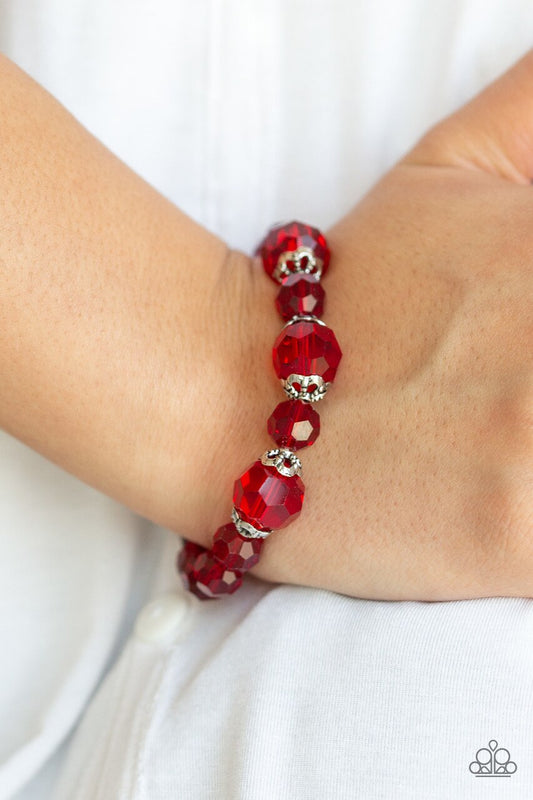 Paparazzi Bracelet ~ Crystal Collision - Red