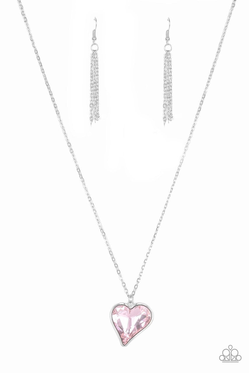 Paparazzi Necklace ~ Heart Flutter - Pink