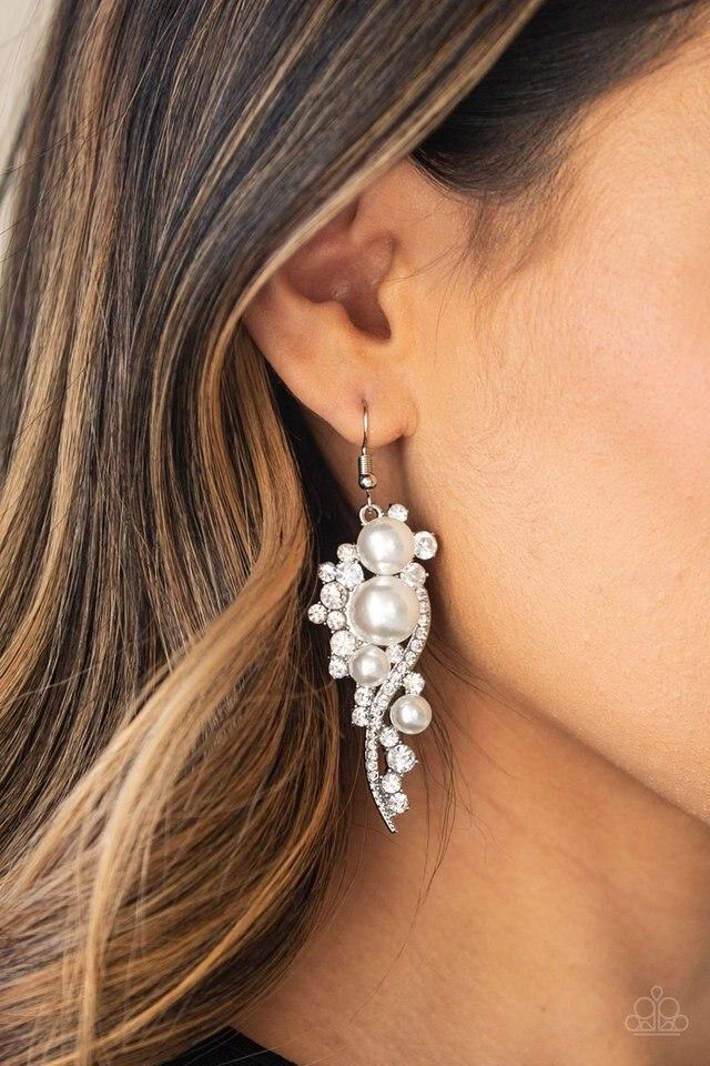 Paparazzi Earring ~ High End Elegance White Paparazzi Jewelry Online Store