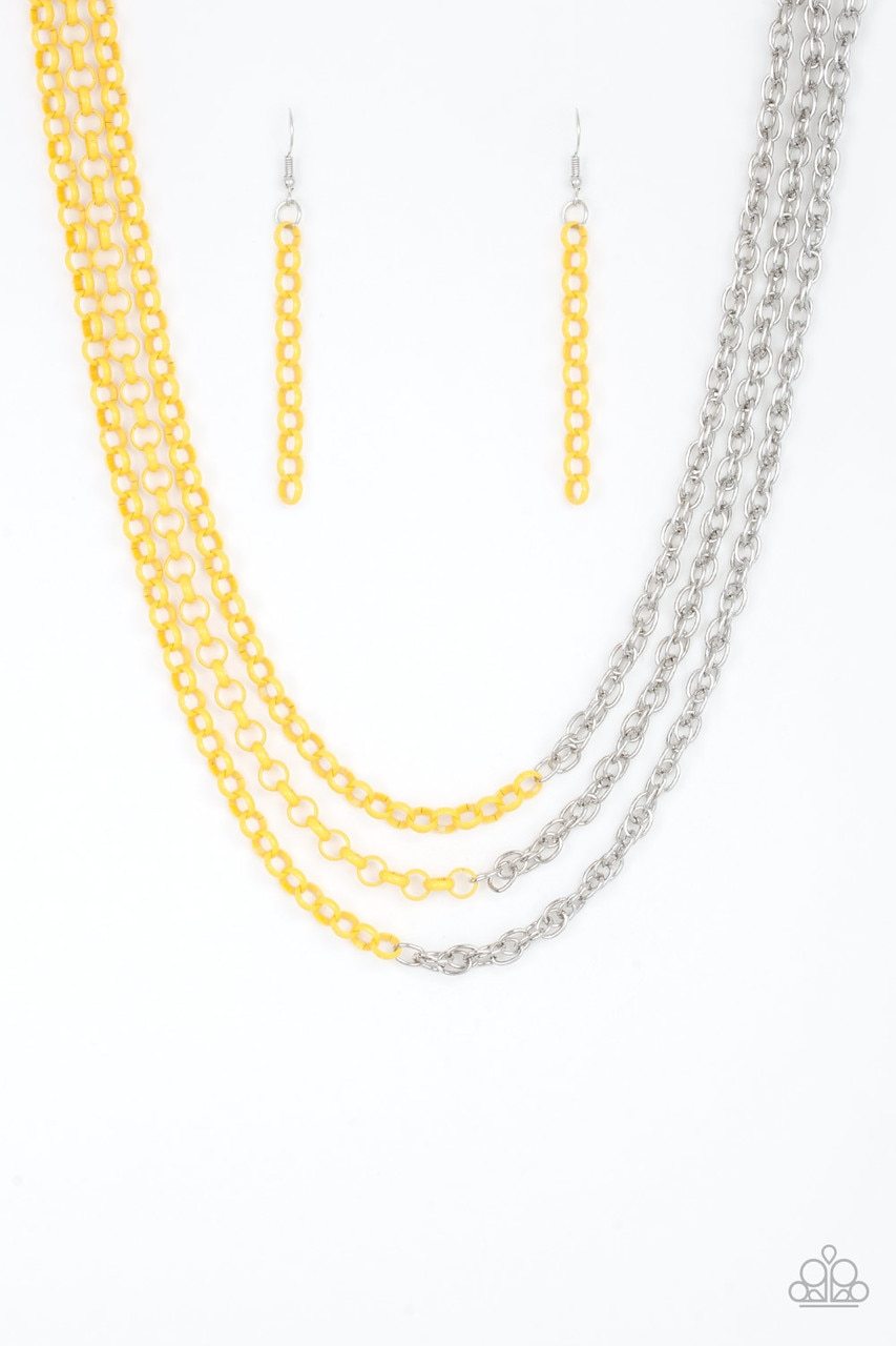Paparazzi Necklace ~ Turn Up The Volume - Yellow