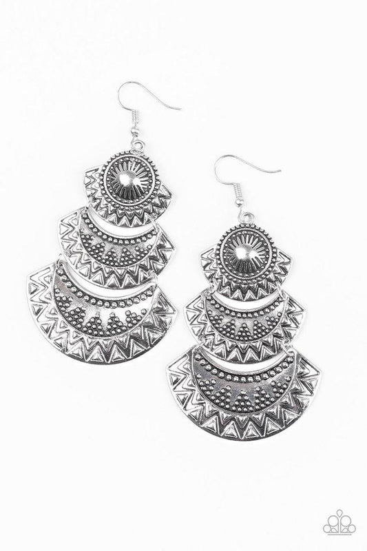 Paparazzi Earring ~ Impressively Empress - Silver