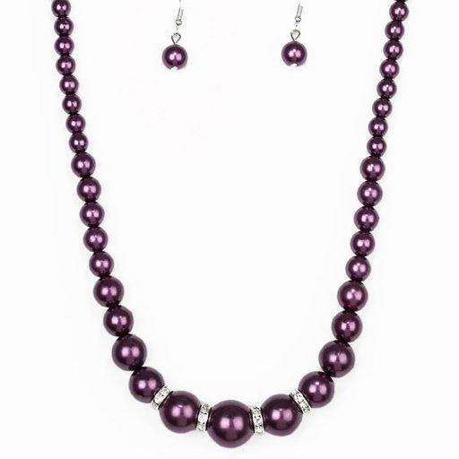 Paparazzi Necklace ~ Party Pearls - Purple