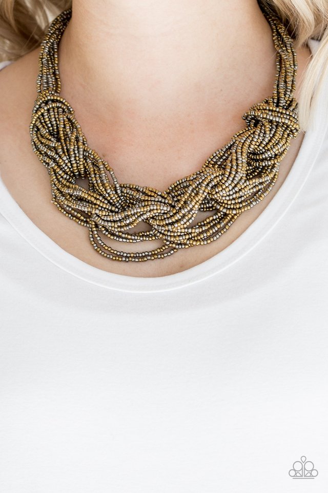 Paparazzi - Built Beacon - Brass Necklace | Fashion Fabulous Jewelry