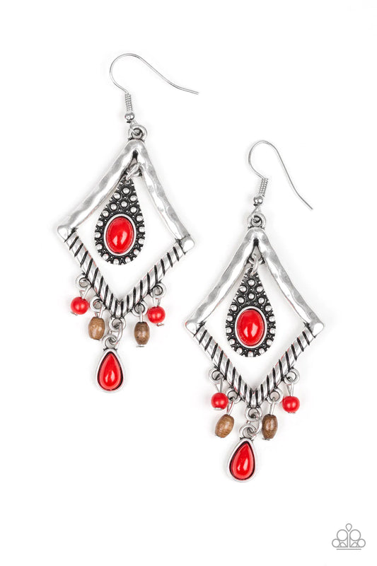 Paparazzi Earring ~ Southern Sunsets - Red