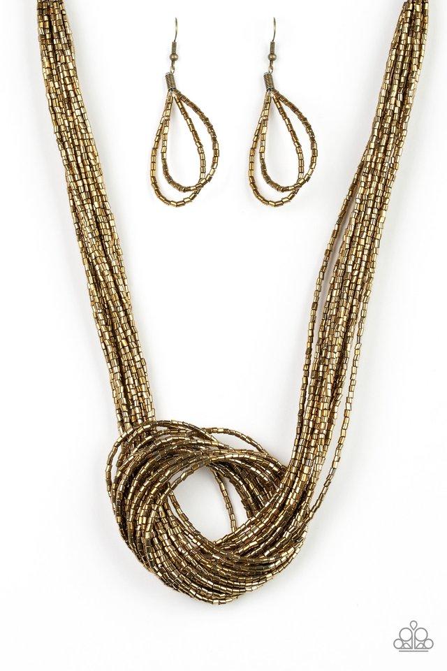 Paparazzi Necklace ~ Knotted Knockout - Brass