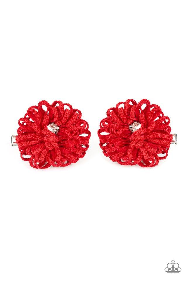 Accesorios para el cabello de Paparazzi ~ Peppy In Petunias - Rojo