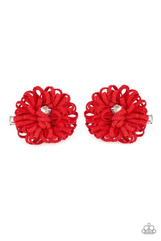 Accesorios para el cabello de Paparazzi ~ Peppy In Petunias - Rojo