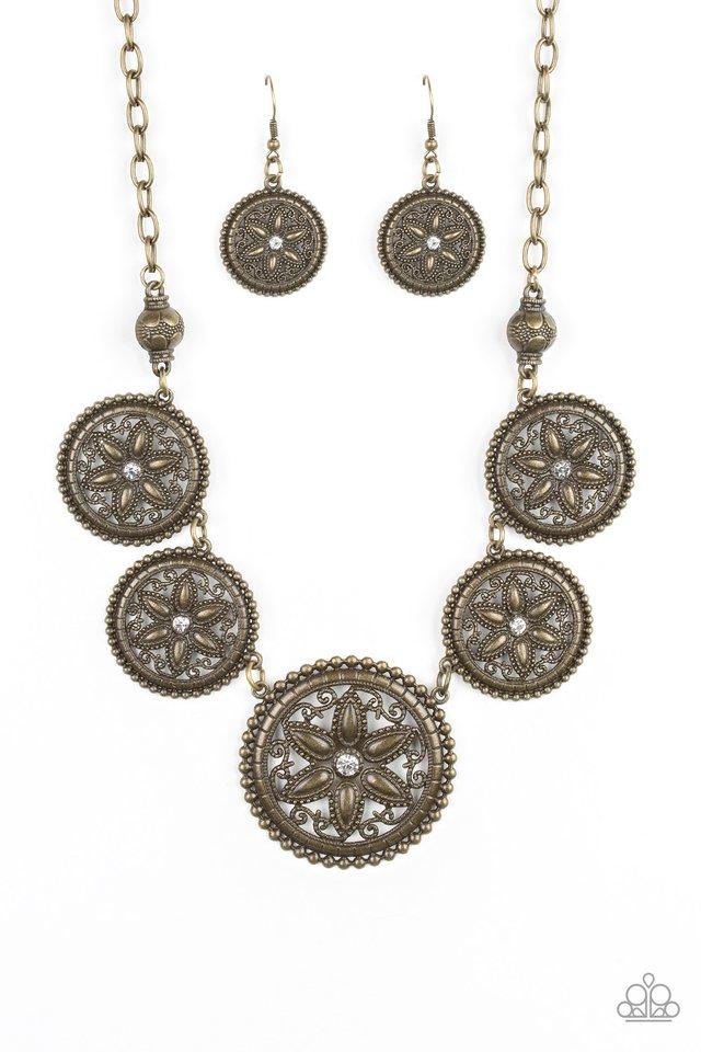 Paparazzi Necklace ~ Written In The STAR LILIES - Brass