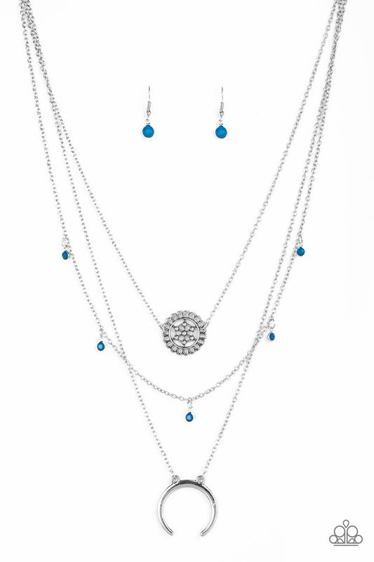 Lunar Lotus - Blue - Paparazzi Necklace Image