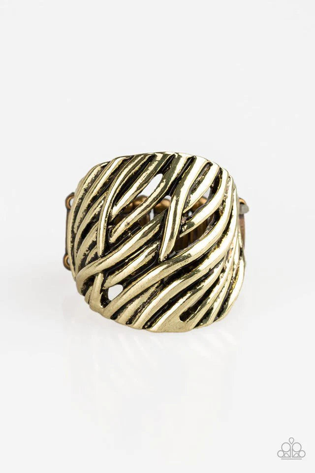 Paparazzi Ring ~ Really Riveting - Brass