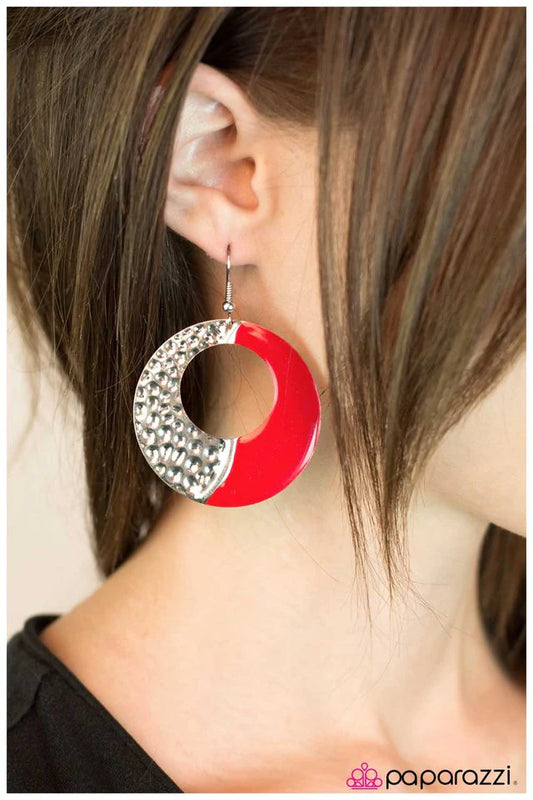 Paparazzi Earring ~ Divide and Conquer - Red