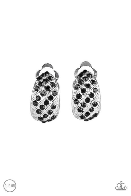 Paparazzi Earring ~ Sparkling Shells - Black