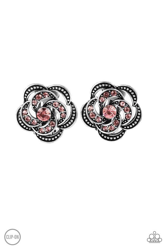 Paparazzi Earring ~ Garden Glitter - Pink