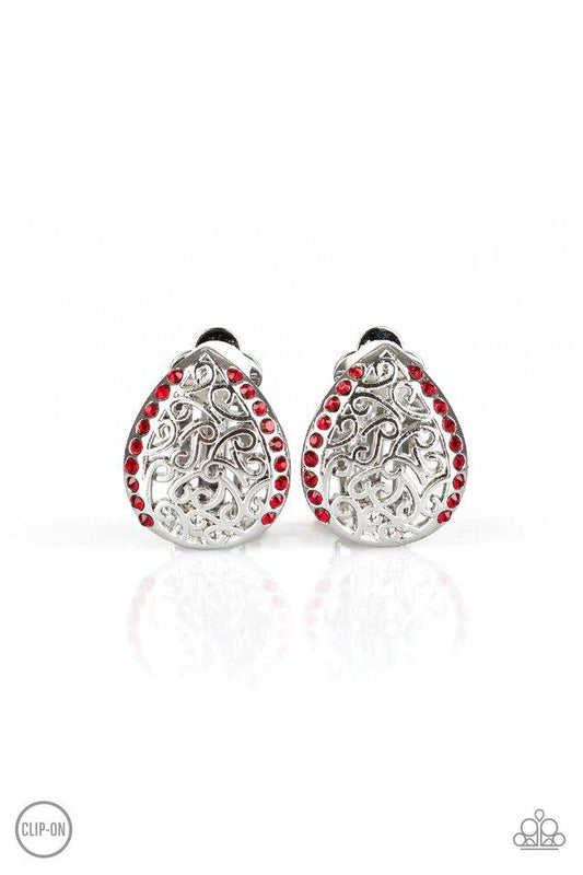 Paparazzi Earring ~ Garden Date - Red