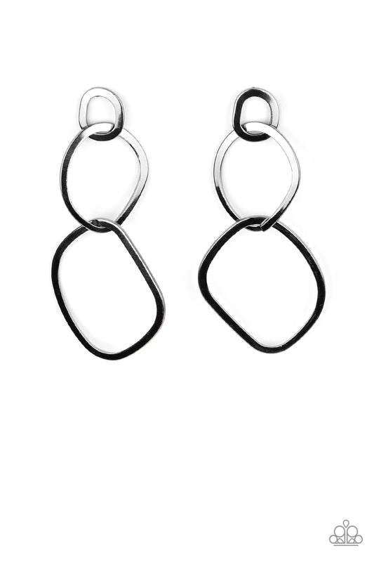 Paparazzi Earring ~ Twisted Trio - Black