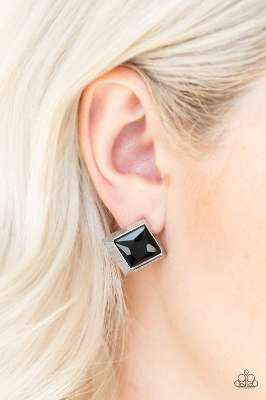 Stellar Square - Black - Paparazzi Earring Image