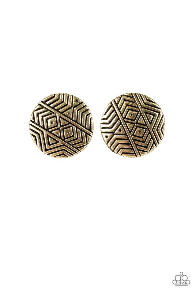 Paparazzi Earring ~ Bright As A Button - Brass