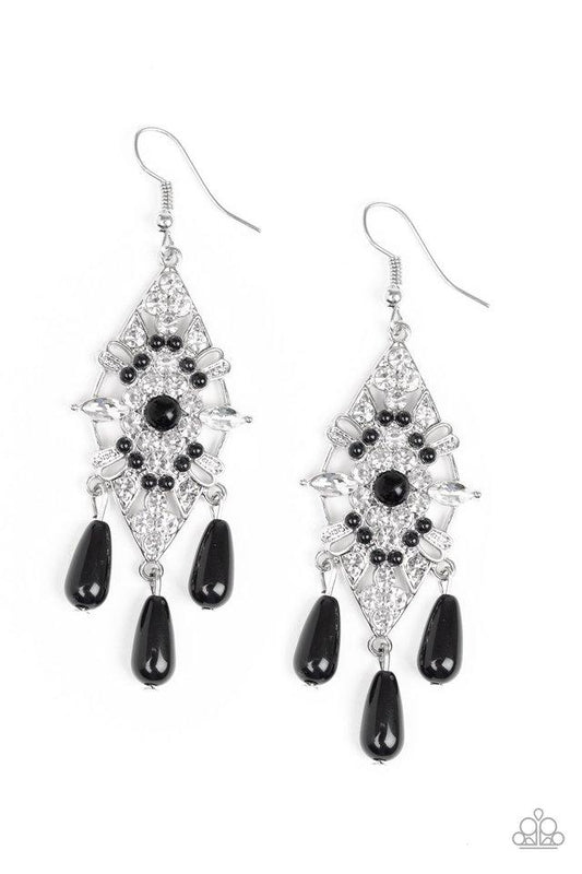 Paparazzi Earring ~ Majestic Mood - Black