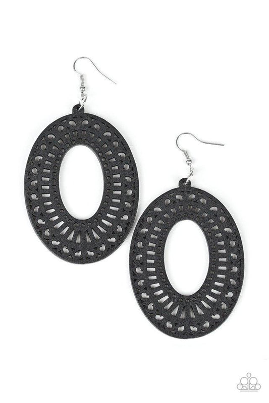 Paparazzi Earring ~ Retro Retreat - Black