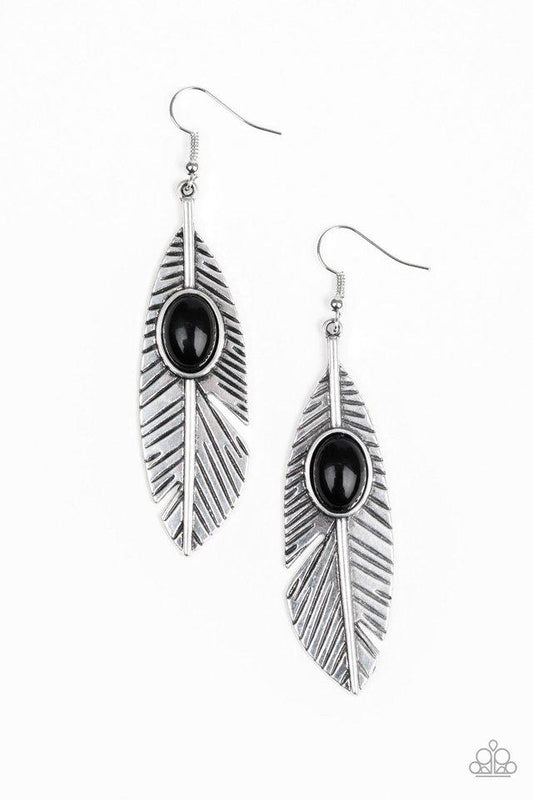 Paparazzi Earring ~ Quill Thrill - Black