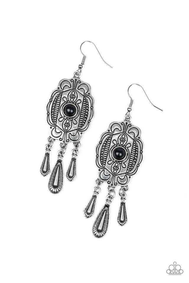 Paparazzi Earring ~ Natural Native - Black